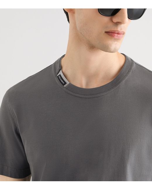 Dolce & Gabbana Gray Cotton Logo Tab T-Shirt for men