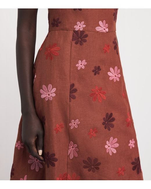 Lug Von Siga Red Linen Sara Midi Dress