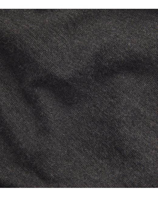 Johnstons Gray Superfine Cashmere V-Neck Sweater for men