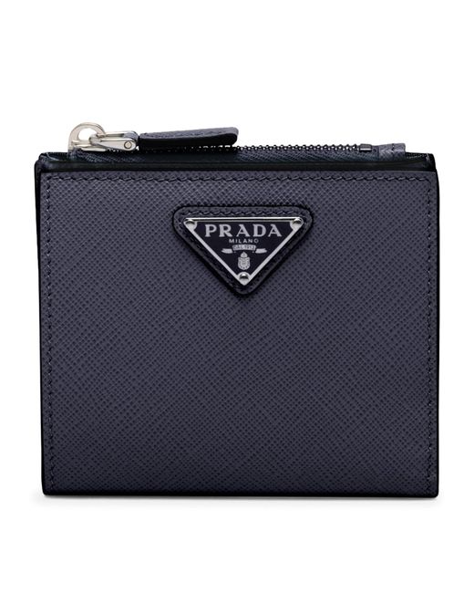 Prada Blue Small Leather Logo Wallet for men