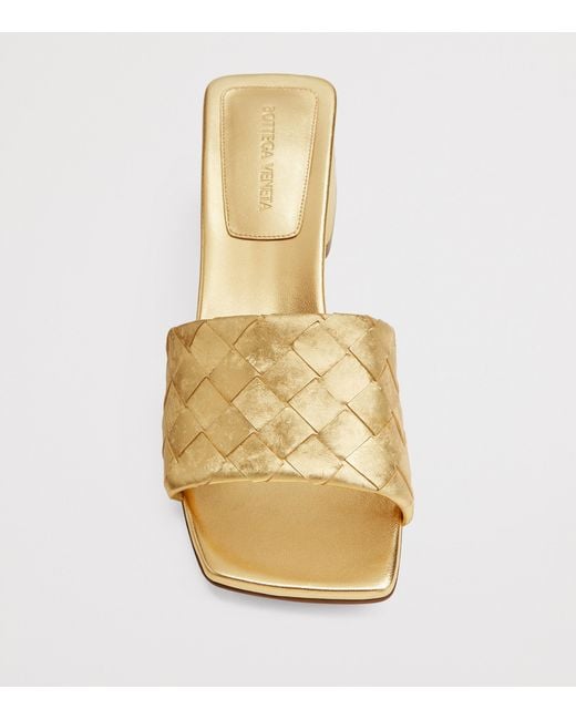 Bottega Veneta Natural Metallic Leather Parco Mules 45