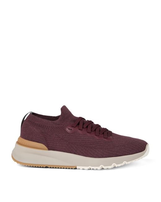 Brunello Cucinelli Brown Cotton Knitted Sneakers for men