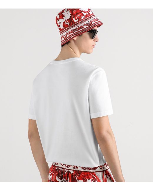 Dolce & Gabbana White Embroidered-Logo T-Shirt for men
