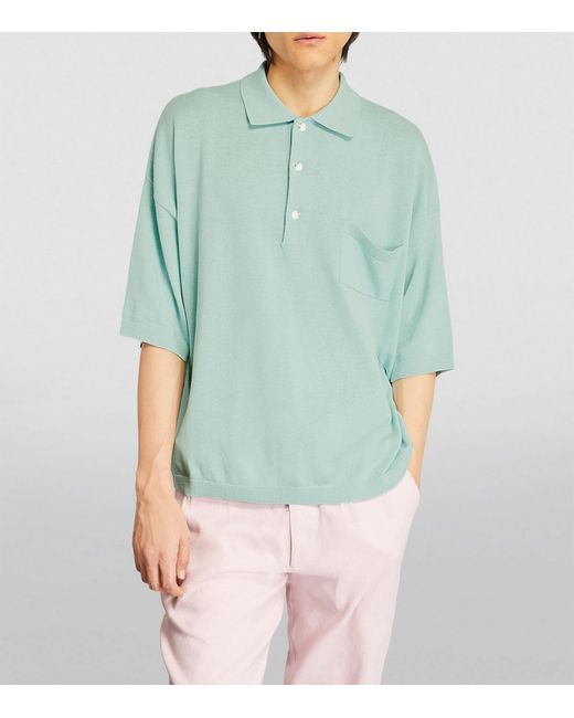 Commas Green Knitted Polo Shirt for men