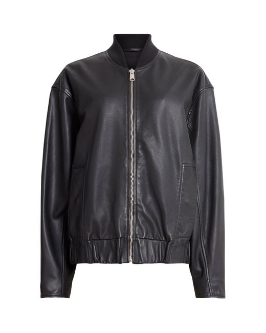 AllSaints Leather Yara Lea Bomber Jacket in Black | Lyst