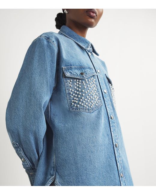 FRAME Blue Embellished Denim Shirt