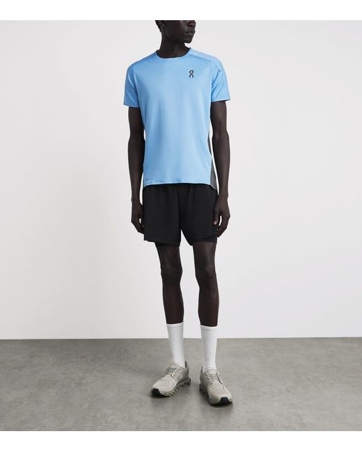 On Shoes Blue Performance T-Shirt for men