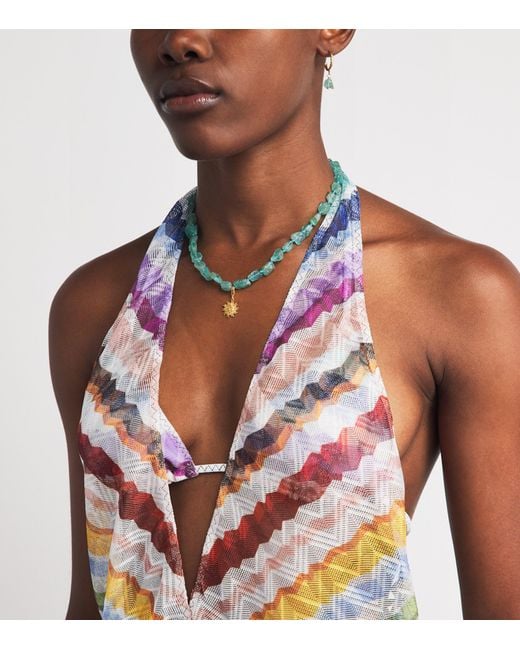 Missoni White Zigzag Plunge Playsuit