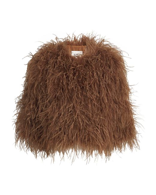 Yves Salomon Brown Ostrich Feather Jacket