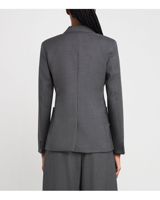 Weekend by Maxmara Gray Virgin Wool Double-Breasted Blazer