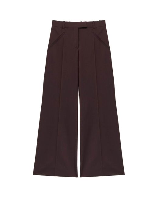 Alexander McQueen Purple Wool-Mohair Wide-Leg Trousers