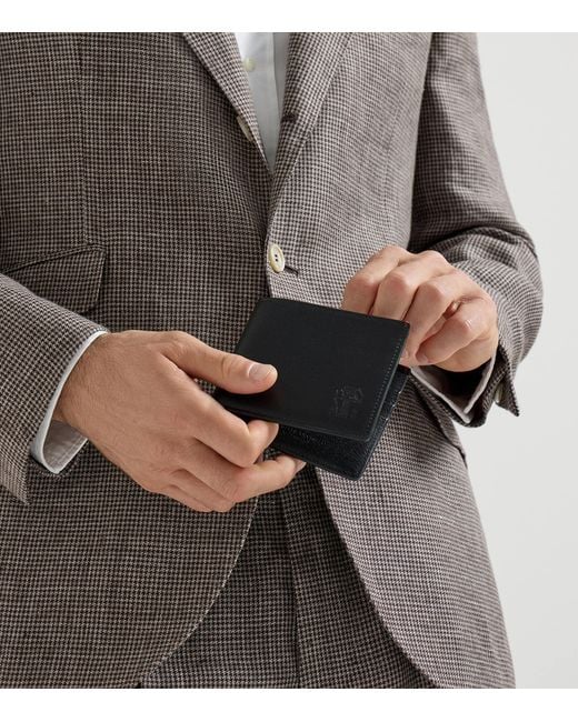 Brunello Cucinelli Black Leather Bifold Wallet for men
