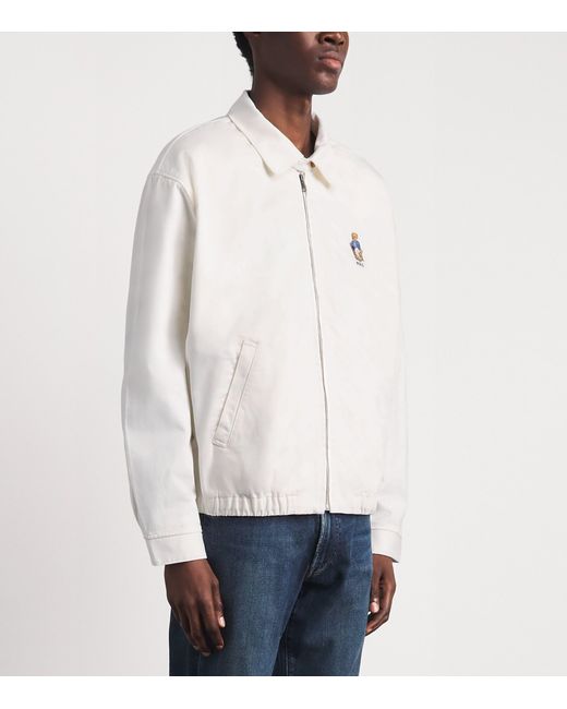 Polo Ralph Lauren White Oversized Polo Bear Bomber Jacket for men