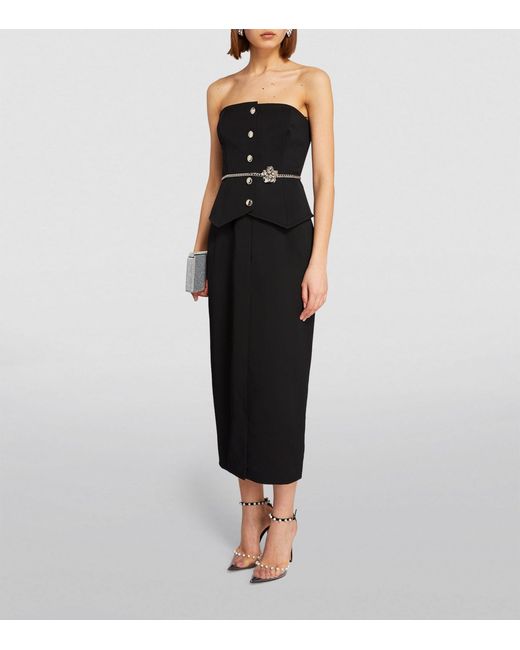 Alessandra Rich Black Virgin Wool Midi Dress