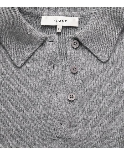 FRAME Gray Cashmere The Academy Polo Shirt