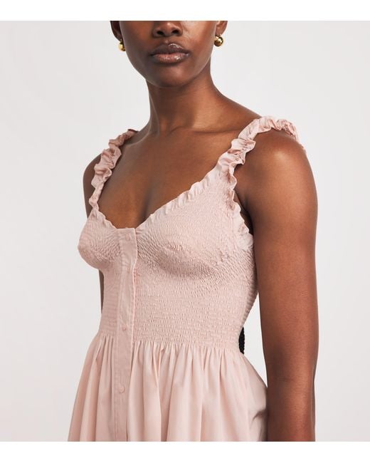 Skims Pink Cotton-Blend Smocked Mini Dress