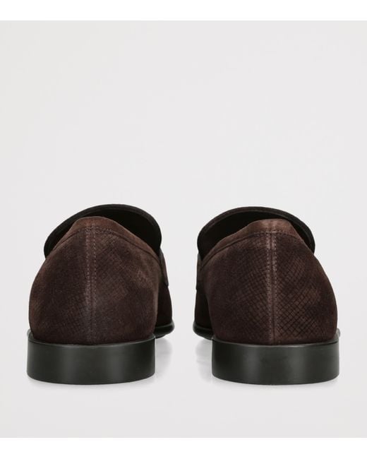 Ferragamo Brown Textured Suede Loafers