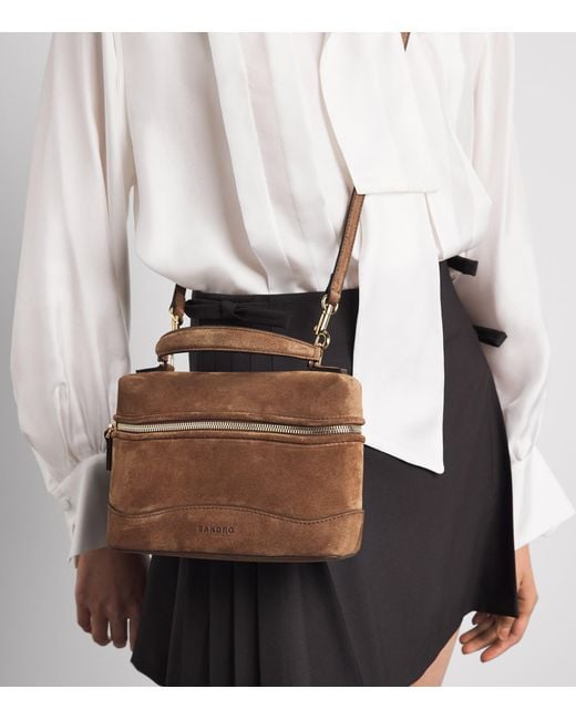 Sandro Brown Suede Tangolino Vanity Bag
