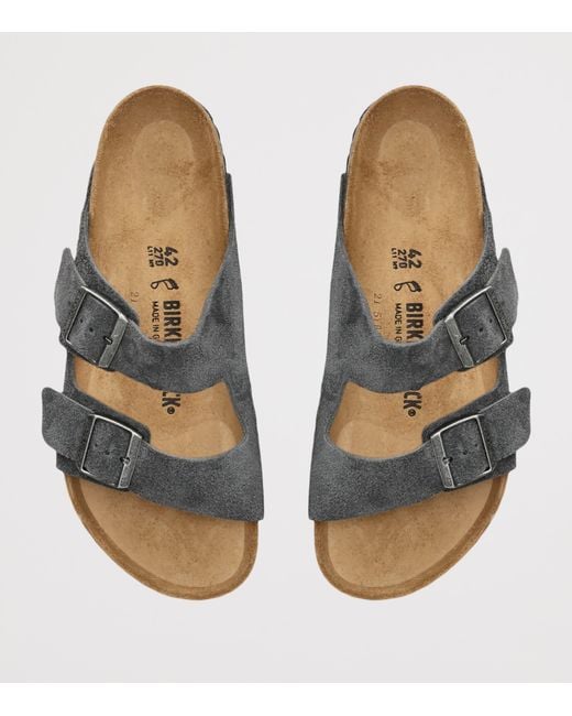 Birkenstock Gray Suede Arizona Sandals for men
