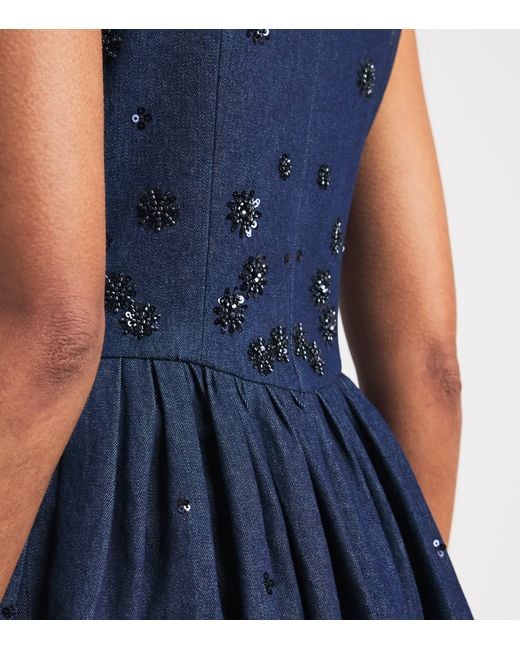 Maje Blue Denim Embellished Mini Dress