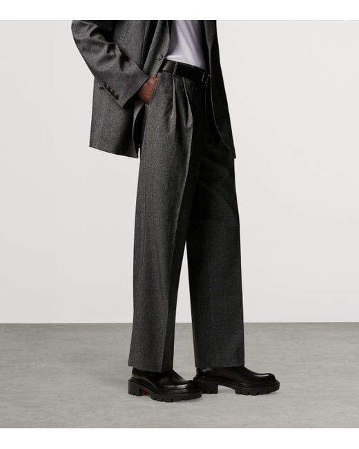 Christian Louboutin Black Devon Leather Chelsea Boots for men