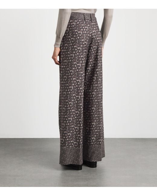 Colombo Gray Silk Printed Trousers