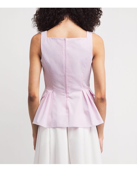 Adam Lippes Pink Cotton Soleil Peplum Top