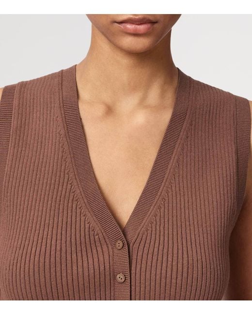 AllSaints Brown Cruz Rib Knit Waistcoat