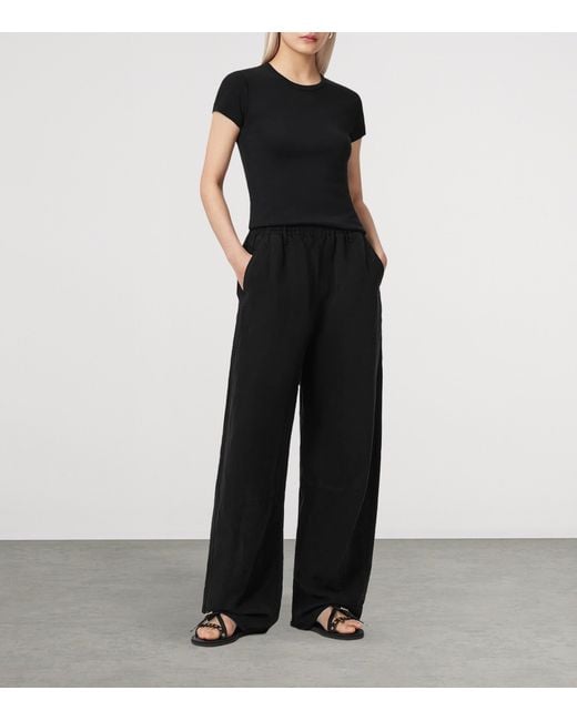 AllSaints Black Lyocell-Linen Jet Wide-Leg Trousers