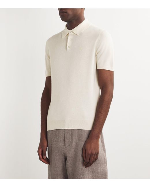 Harrods White Cashmere Polo Shirt for men