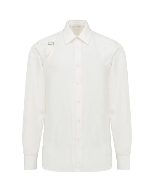 Alexander McQueen White Silk Harness Shirt for men