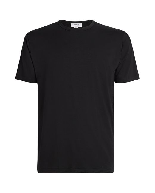 Sunspel Black Tencel Stretch T-Shirt for men