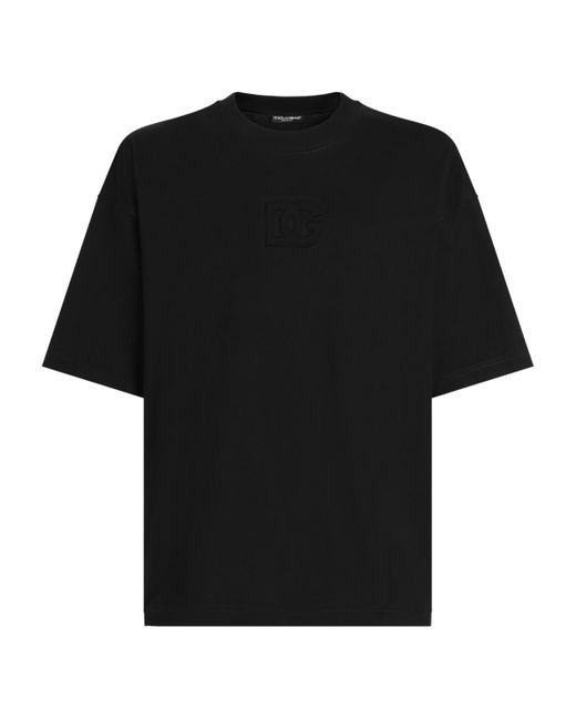 Dolce & Gabbana Black Oversized Embroidered Logo T-Shirt for men