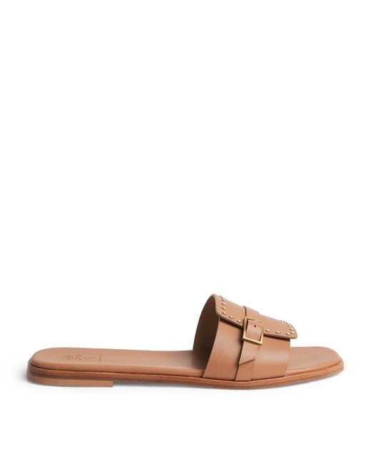 Eleventy Brown Leather Embellished Sandals