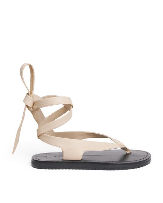 A.Emery White Leather Elmer Tie Sandals