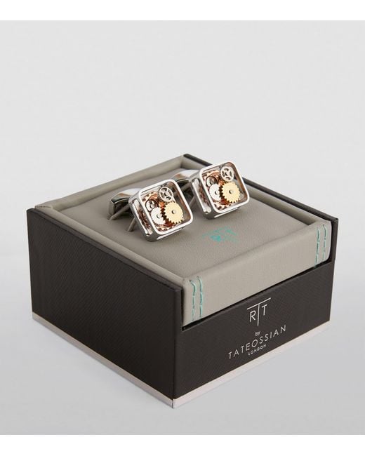 Tateossian White Square Gear Cufflinks for men
