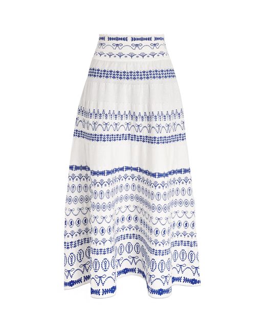 Molli White Jacquard-Knit Midi Skirt