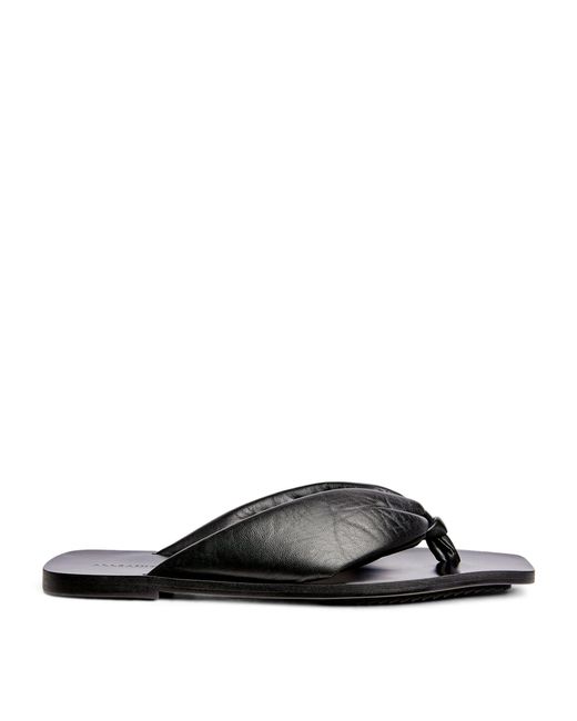AllSaints Black Leather Knotted Loop Sandals