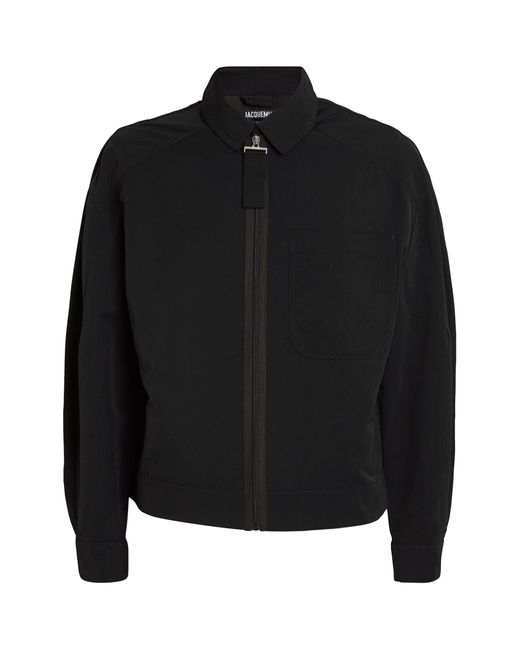 Jacquemus Black Exaggerated-Zip Bomber Jacket for men