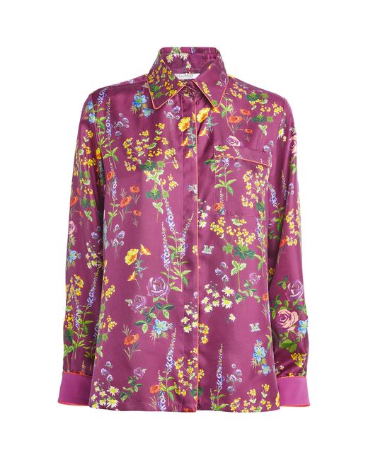 Max Mara Pink Silk Floral Print Shirt