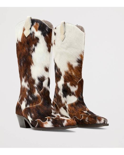 AllSaints Brown Cowhide Dolly Cowboy Boots 47
