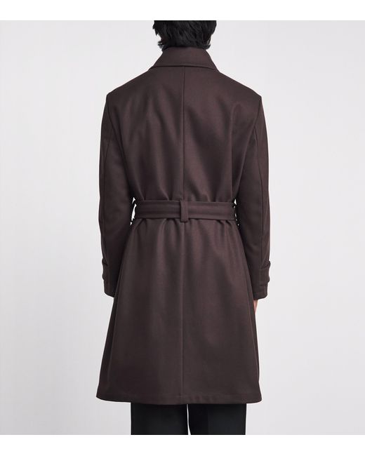 Barena Brown Wool-Blend Longline Overcoat for men