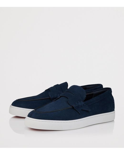 Christian Louboutin Blue The Harold I Suede Boat Shoes for men