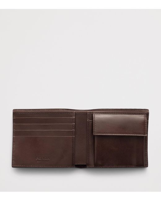 Prada Brown Leather Woven Wallet for men