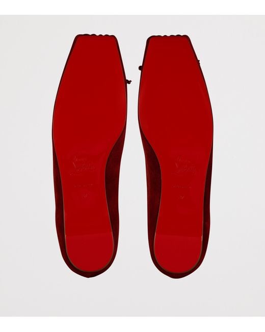 Christian Louboutin Red Cassia Nodo Suede Ballet Flats