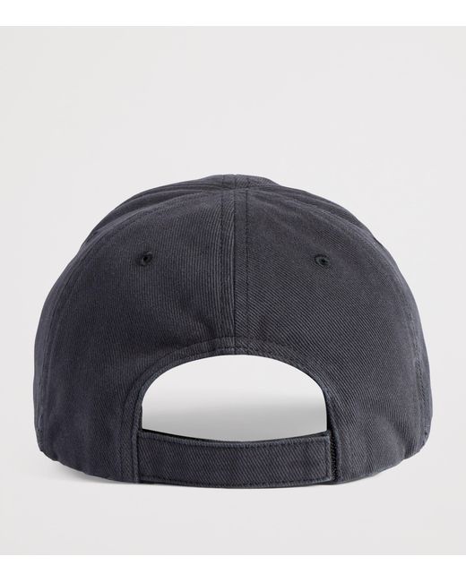 Balenciaga Blue Cotton Masking Tape Logo Cap for men