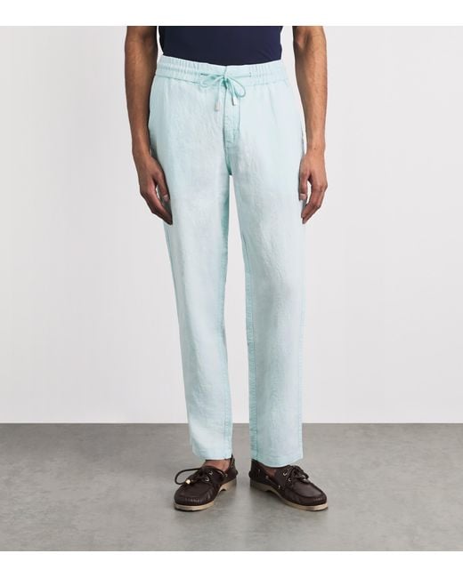 Vilebrequin Blue Linen Drawstring Parc Trousers for men