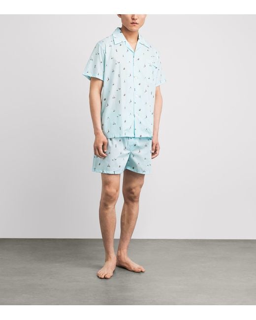Derek Rose Blue Cotton Ledbury Pyjama Set for men