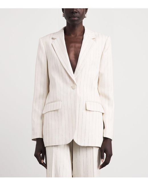 Sandro White Sequinned Stripe Blazer