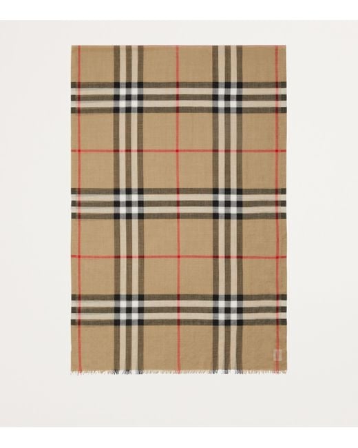 Burberry Natural Wool-Silk Check Scarf